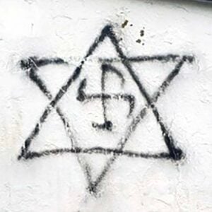 Nazi swastika inside Jewish Star of David