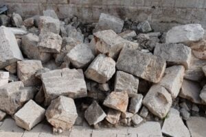 Debris remnants from the destruction of the temple in Jerusalem. 